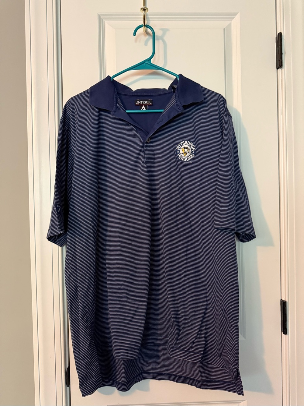 Navy & White Striped Pittsburgh Penguins Polo